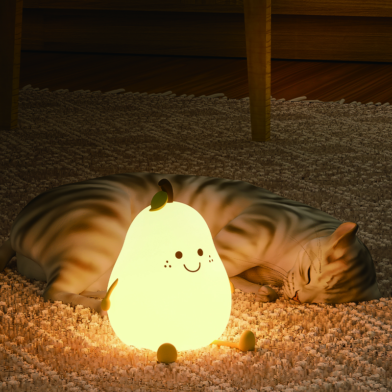 Pear-Shaped LED Night Light with Soft, Serene Glow for Kids Room and Sweet Dreams
