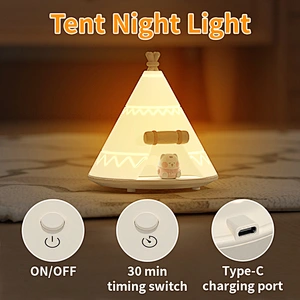ICARER FAMILY Cute Night Lamp for Bedroom Soft Silicone Night Lights Tap Children's Kid Baby Night Light for Bedroom Home Decor