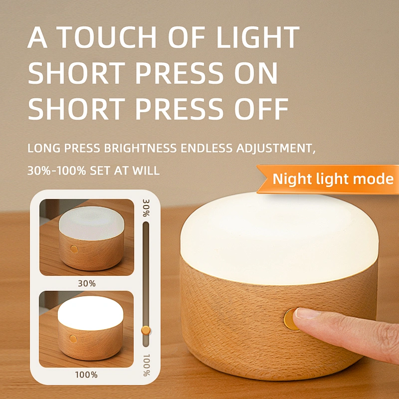 Multifunctional Oil Aroma Diffuser Rechargeable Bed Room Decoration Smart Wood Light Led Custom Cute Bedside Lamp for Home