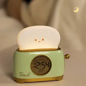 ICARER FAMILY Modern Design Toaster Digital Table Alarm Clock with Backlight Smart Quartz Wake up Led Night Light Clock for Kids