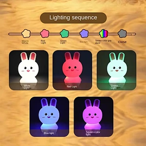 Kawaii Rabbit Kids Baby Bed Room Nursing Toy Gift Bedside Table Lamp Tap Light Desk Decoration Modern Design Night Lights