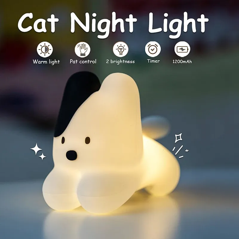2025 Creative Cute Flying Cat Night Light Soft Touch Silicone with Warm White Light Small Cat Bedroom Lamp for Girls