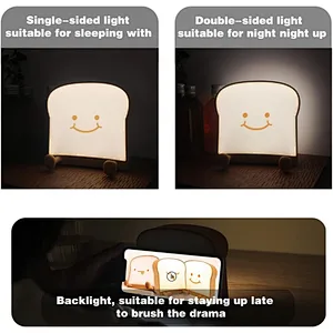Kawaii Anime Toast Cute Bedside Rechargeable Sleep Led Table Lamp Children Night Light for Bedroom Decoration