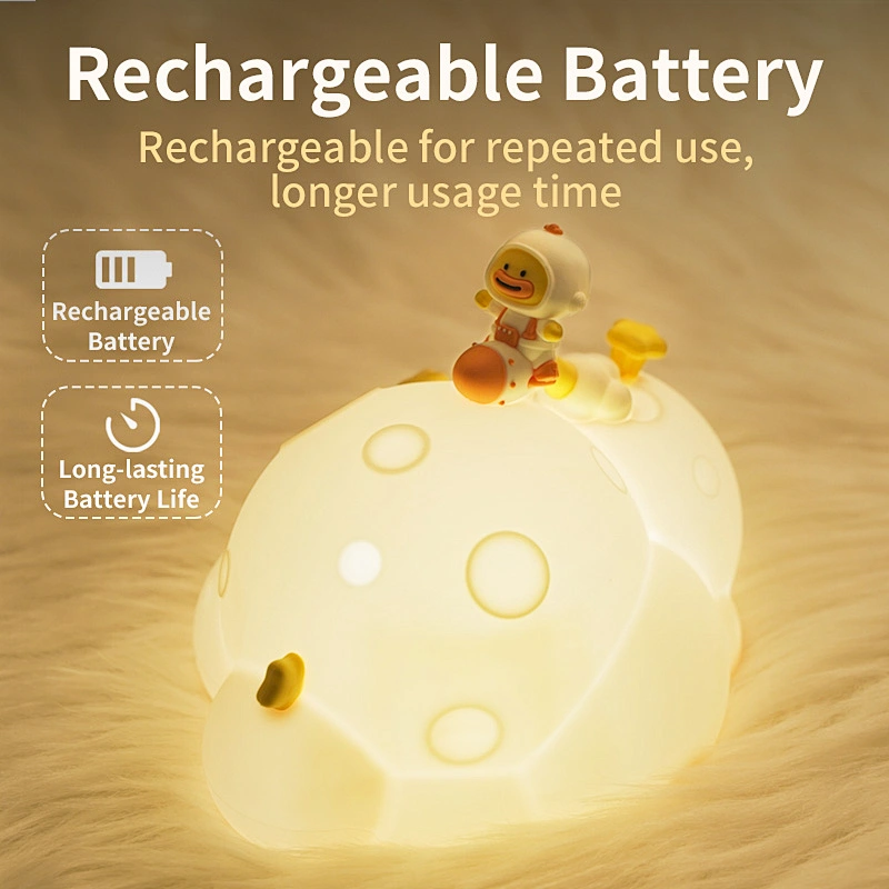 ICARER FAMILY Modern Rechargeable LED Night Light Warm White Silicone Duck Shape Sensor USB Rechargeable Night for Kids