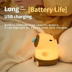 Cute Animal Capybara Custom USB Touch Rechargeable Led Table Lamp Home Decoration Led Silicone Night Lights for Kids