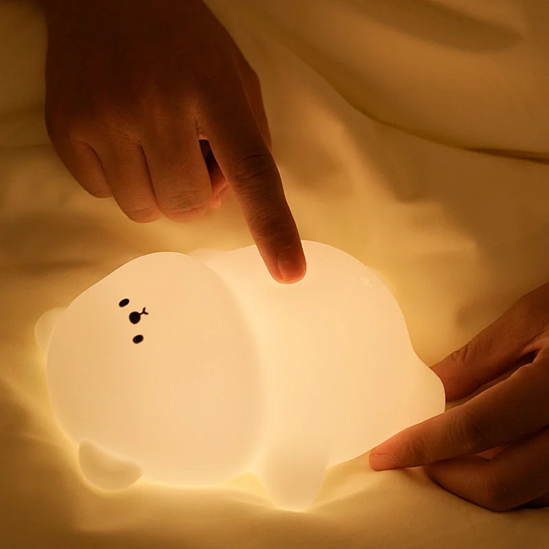 ICARER FAMILY Lying Bear Shape Silicone Night Light Smart Night Lamp for Kids Use Gift Night Light