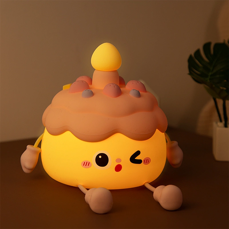 Birthdaycake Mini Table Lamp Cute Leg Movable Children Small Gift Night Light Mobile Phone Holder Lamp Light Room for Kids Boys