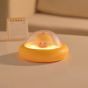 ICARER FAMILY Cute Duck Night Light Bedside Smart Night Light Silicone Touch Rechargeable Animal Night Light Lamp for Kids