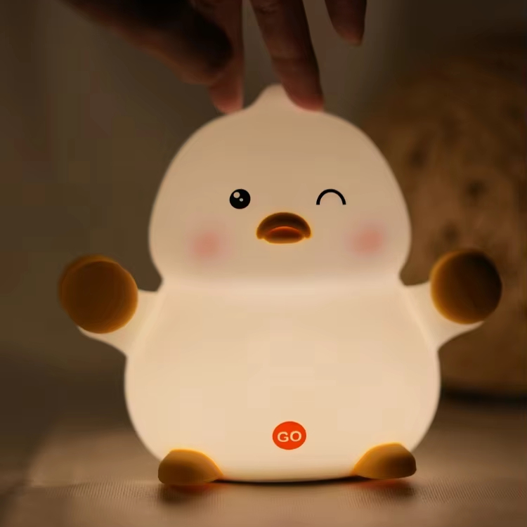 Cute Duck Tap Control Baby Kids Toys Tap Rechargeable Led USB 1200mAh Battery Silicone Animal Night Light for Bedroom Decoration
