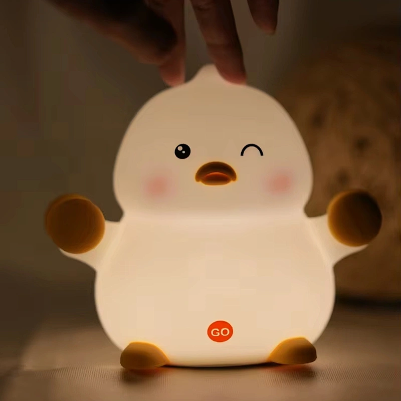 Cute Duck Tap Control Baby Kids Toys Tap Rechargeable Led USB 1200mAh Battery Silicone Animal Night Light for Bedroom Decoration