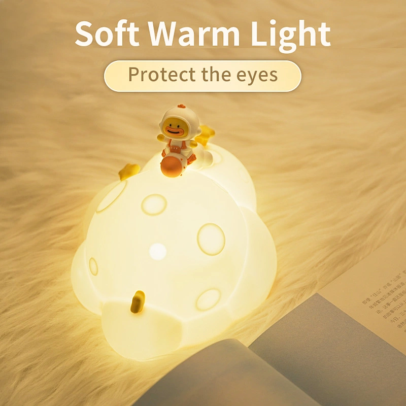 ICARER FAMILY Kids Night Light Cute Duck Shape Glass ABS Material Warm Color Touch Control Customizable Product Bedroom Use