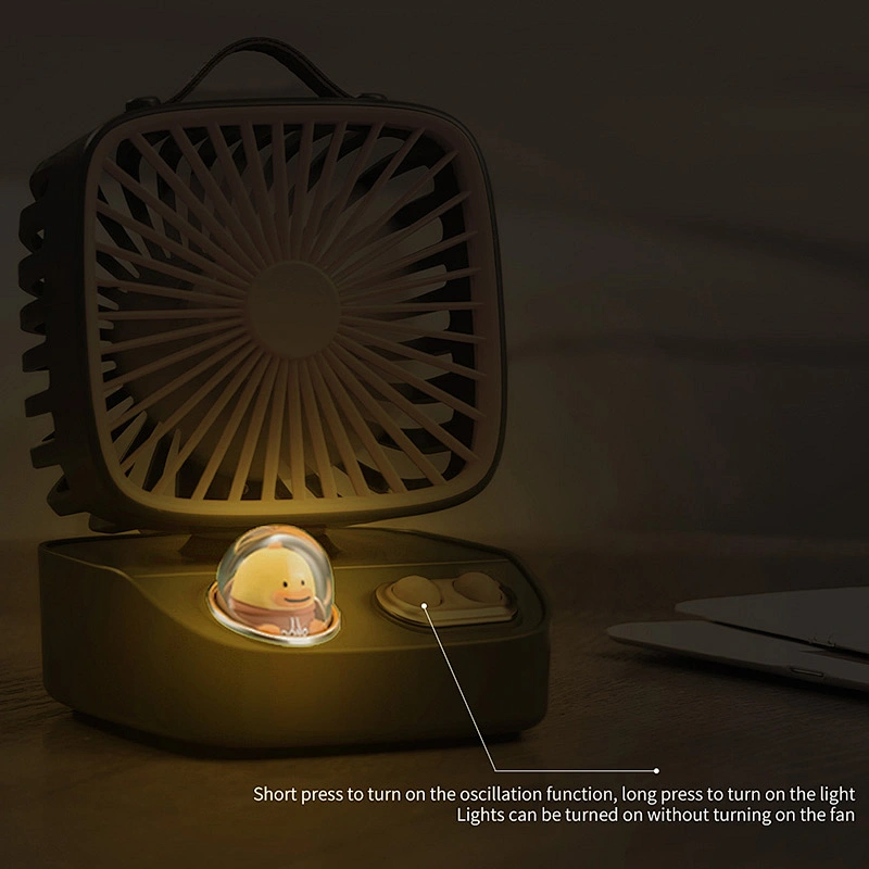 ICARER FAMILY 2400mAh Cute Desktop USB Rechargeable Moving Head Cooling Fan Oscillating Cooling Fan for Home Office Use