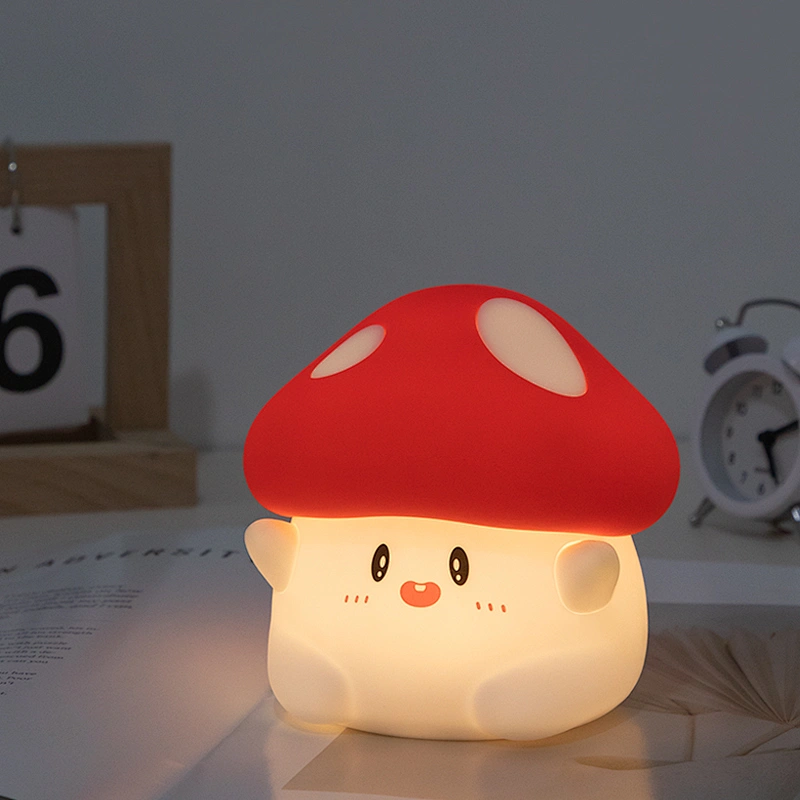Cartoon Mushroom Sensor Soft Silicone Night Light for Kids Rechargeable Pat Night Led Light for Kids Baby