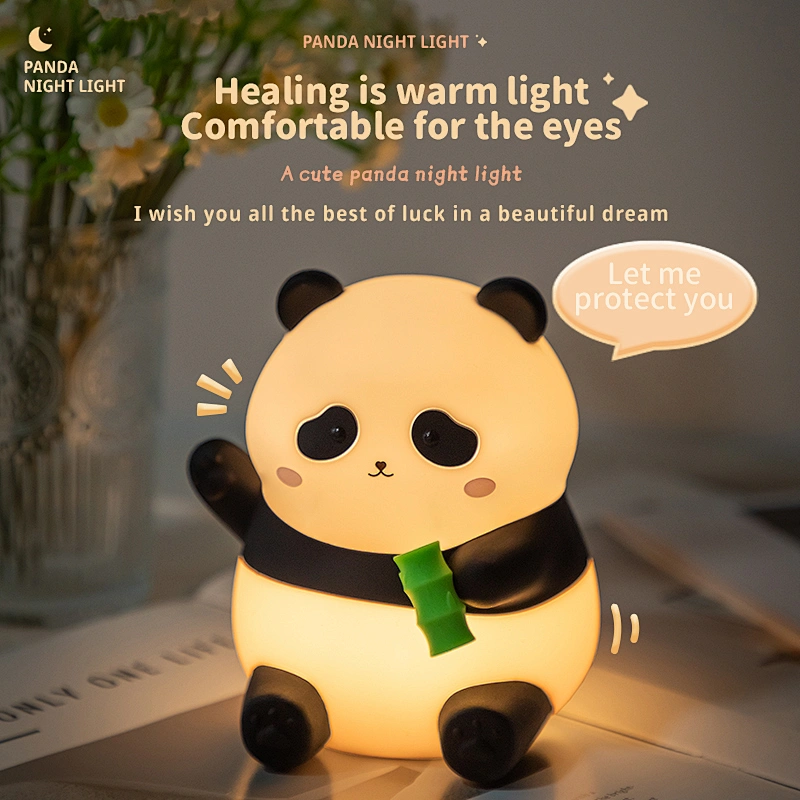 ICARER FAMILY Cartoon Animal Panda Nightlight Bedroom Rechargeable Sleep Atmosphere Gift Silicone Portable Lamp for Children