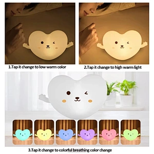 Cute Heart Shape Soft Silicone Night Light Children Gift Bedroom Decoration Led Kids Baby Love Table Lamp for Home Decor
