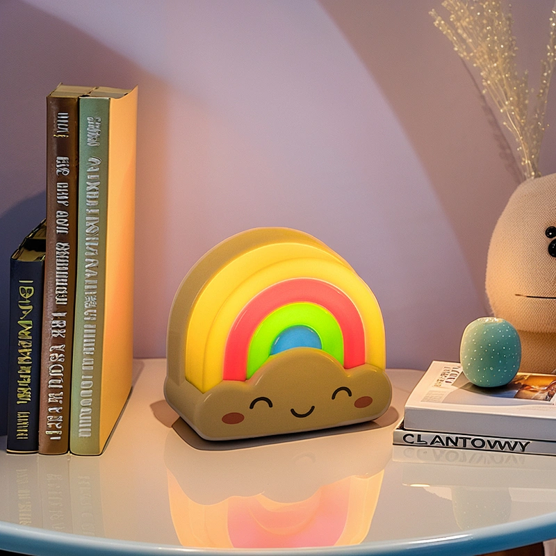 ICARER FAMILY Rainbow Night Light Modern USB Rechargeable Rainbow Projector Warm Color Remote Control Middle Bedroom Home Use