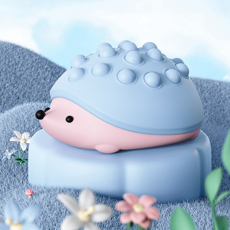 ICARER FAMILY Modern Mini Hedgehog LED Night Light Rechargeable USB Powered Bedroom Projector Silicone Material Touch Switch
