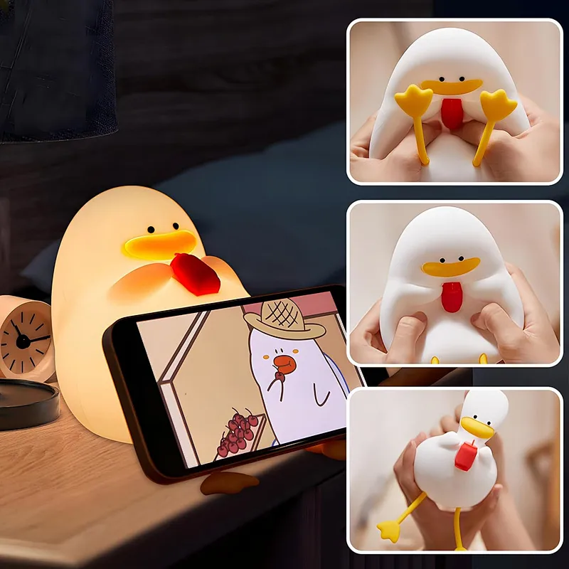 Touch Light Cute Fun Duck Night Lamp  Soft LED Light Sleep Night Light