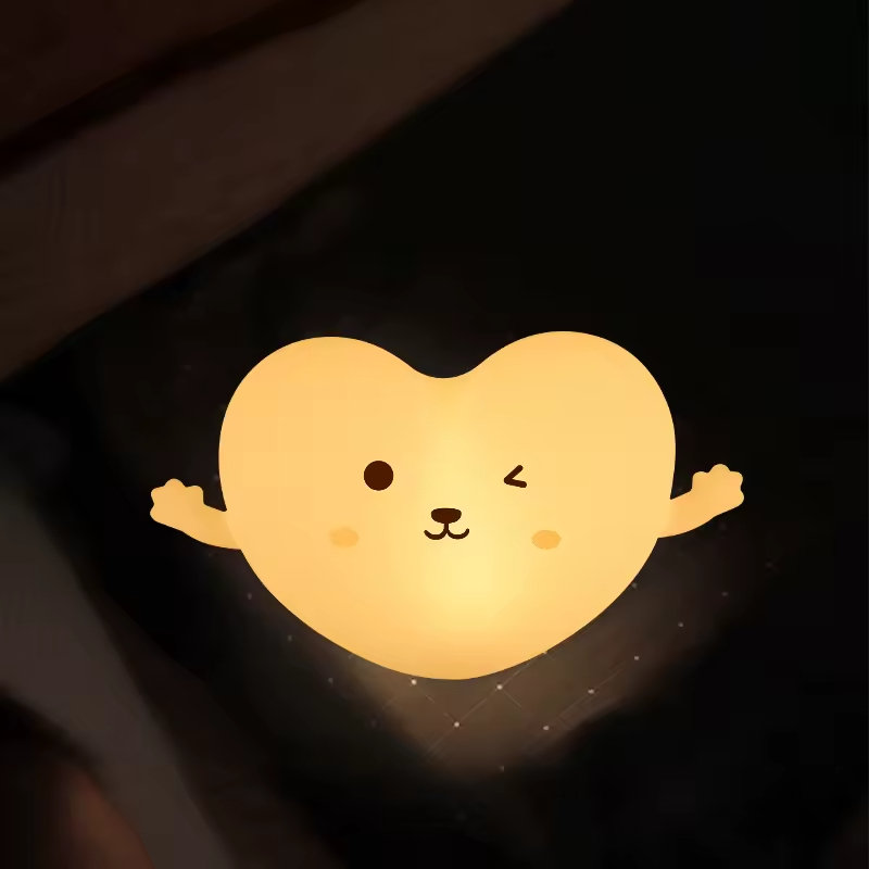 Remote Control Table Lamp for Home Decor Cute Heart Shape Children Gift Bedroom Decoration Kids Baby Love Silicone Night Light