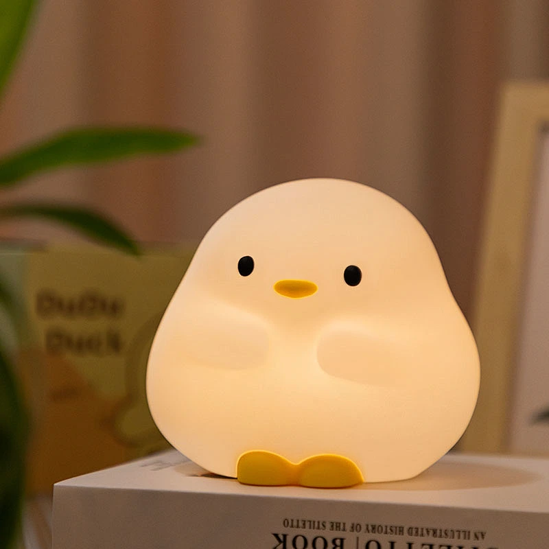 Smart Night Light USB Rechargeable Soft LED Silicone Night Light Cute Duck Kids Desktop Night Light