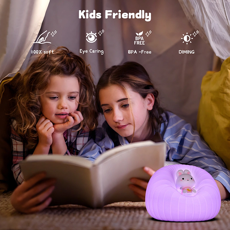 ICARER Factory Custom Soft Silicone Led USB Night Light Room Bedroom Cute Night Light Study Bedroom Sleep Light