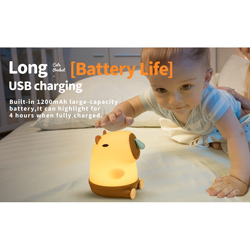 Kawaii Capybara Changeable Colors Anime Pat Silicone Night Light for Kids Rechargeable USB Light Lamp for Bedroom