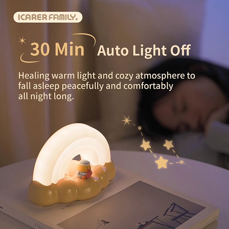 ICARER FAMILY Christmas Gift Home Decoration Rainbow Cute Animal Rechargeable Night Light Lamp for Baby Kids Children Bedroom