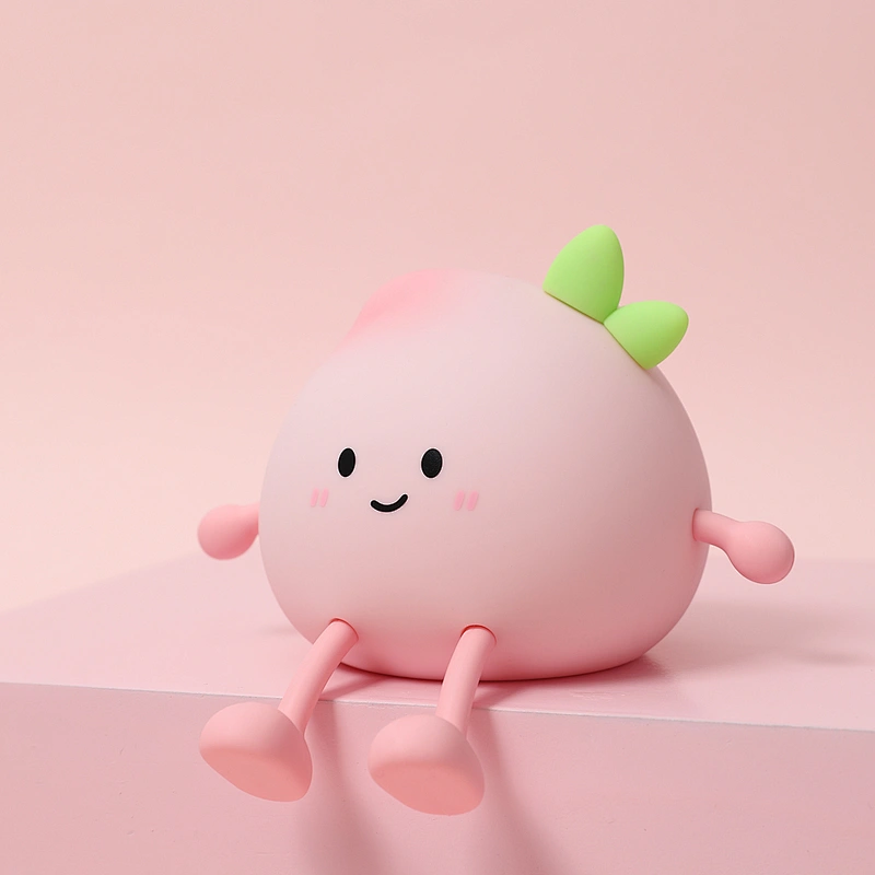 Cute Silicone Peach Night Lamp Rechargeable LED Nightlight Touch Control Bedside Color Changing Lamp for Kids Room Bedside Lamps