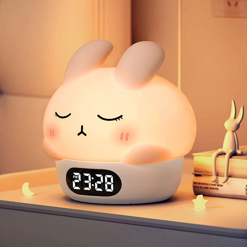 ICARER FAMILY Baby Lamp Breathing Led Pat Night Light Bunny Rabbit Silicone Creative Night Light for Living Bedroom Decor