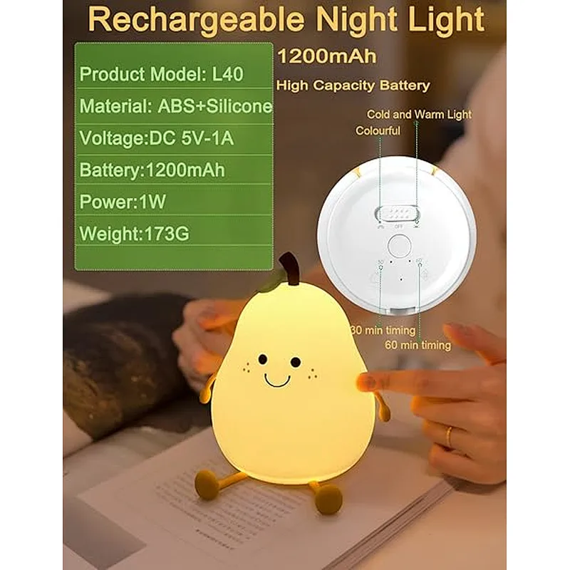 Bedroom Bedside Pear Lamp Gift USB Living Room Companion Sleep Light Touch USB Led Night Light for Children