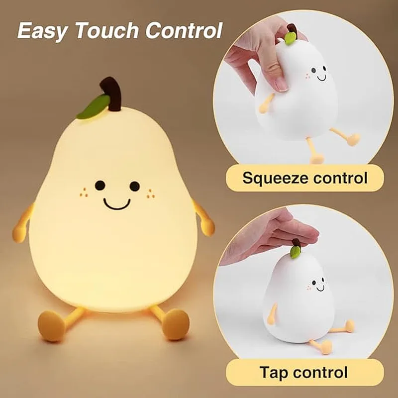 Bedroom Bedside Pear Lamp Gift USB Living Room Companion Sleep Light Touch USB Led Night Light for Children