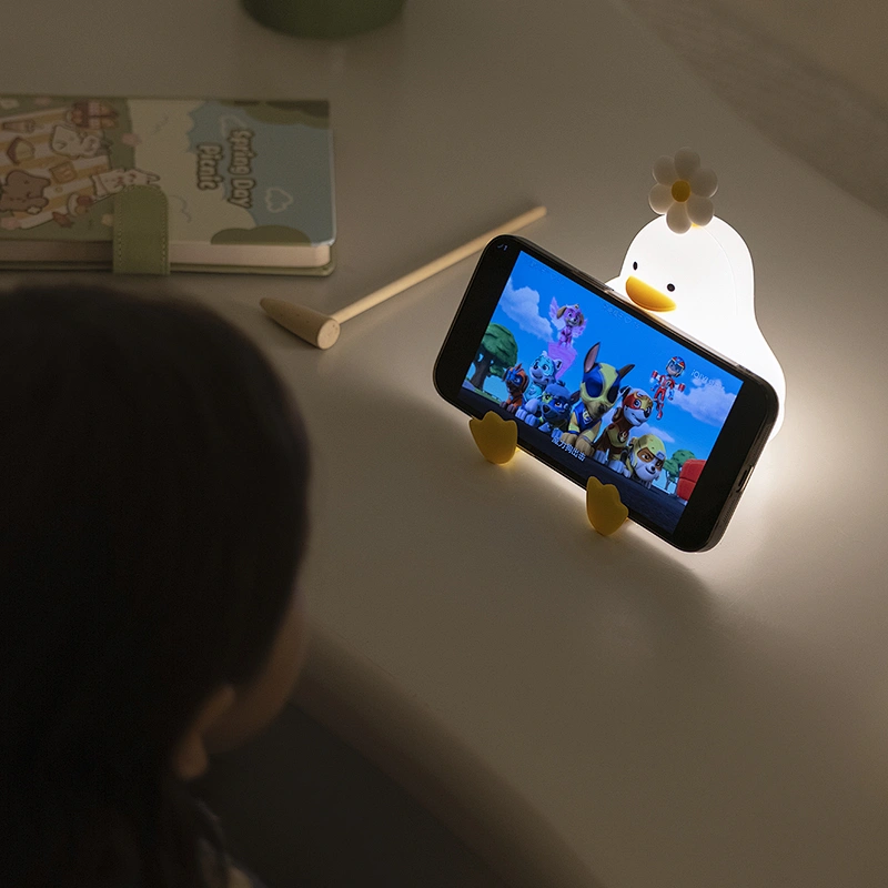 Cute Duck Night Light Bedroom Baby Nursing Eye protection Mobile Phone Stand Cartoon Cute Duck Silicone Light Birthday Gift