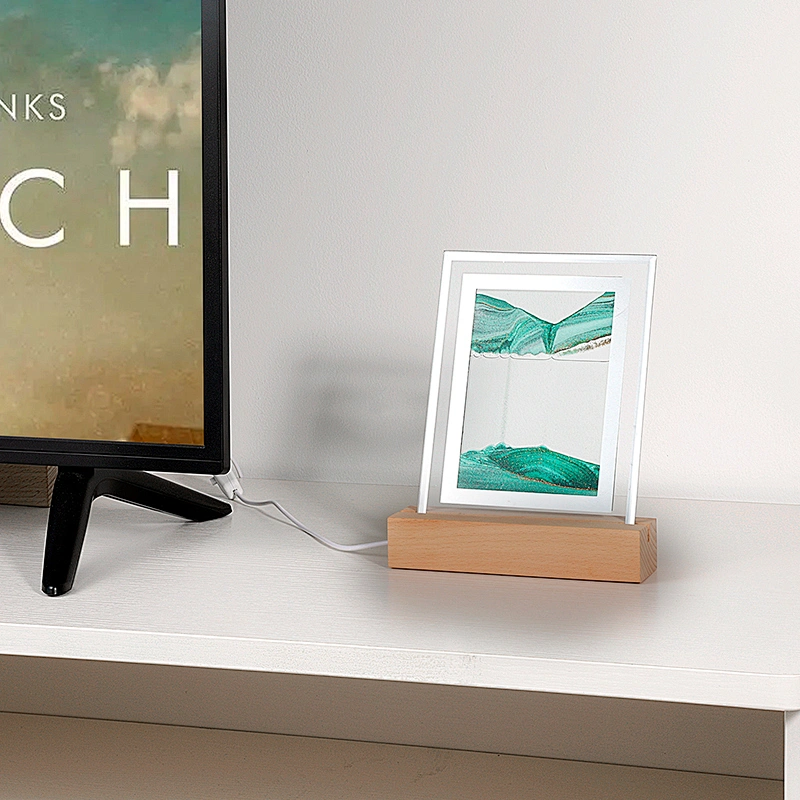Modern Sandscape Lamp Moving Sand Art Picture Hourglass Painting LED Table Lamp Bedroom Bedside Night Light Glass Body AC Power
