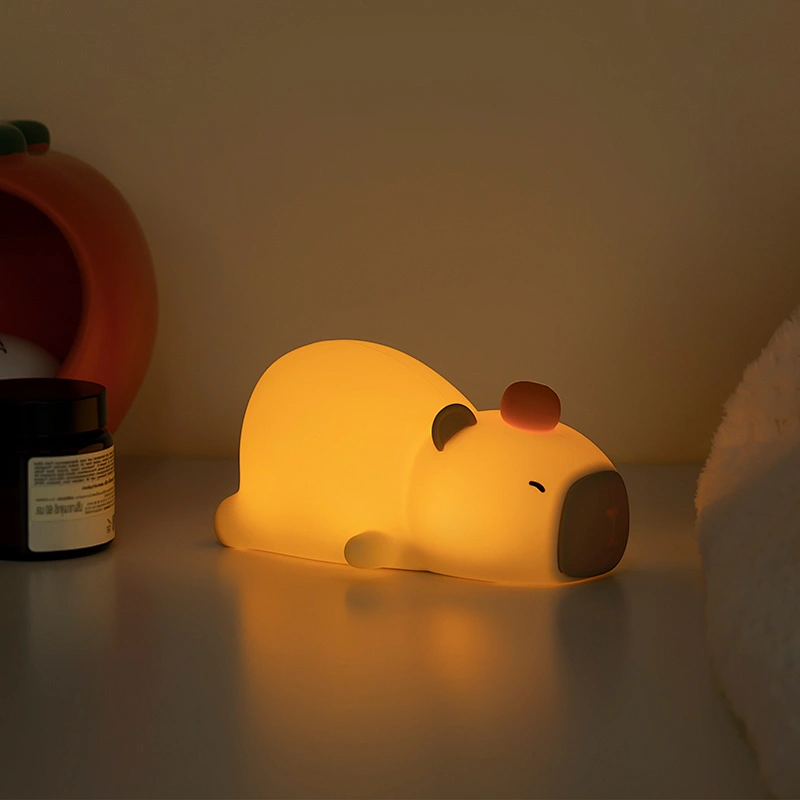 Cute Capybara Kids Toys Tap Dimmable Led Room Decor Table Lamp Lights Led Rechargeable Silicone Night Light for Baby Children