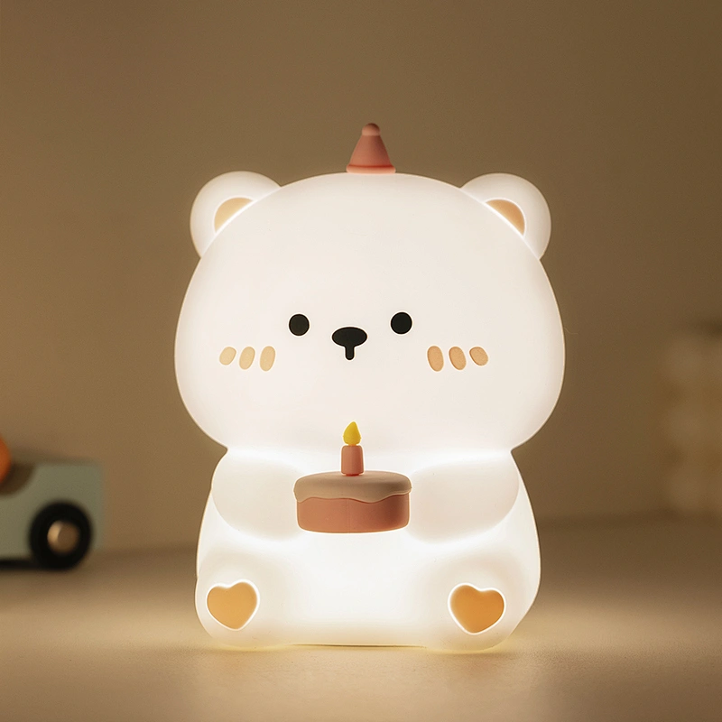 Cake Bear Nightlight Bedroom Sleep Light Baby Nursing Eye Care Pat Bedside Lamp Children's Birthday Gift Girl