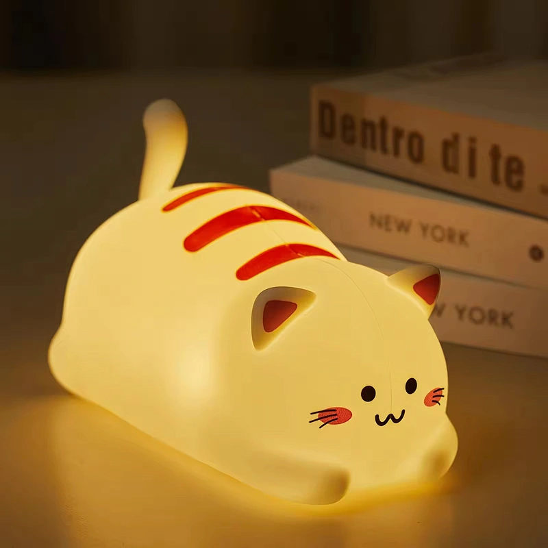 LED Cat Silicone Lamp Rechargeable Night Light Touch Control for Baby Nursery and Bedroom Children Night Light