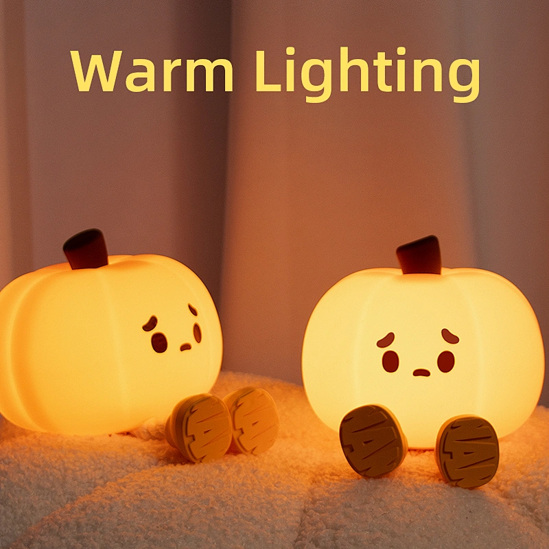 Pumpkin Night Light Creative Design Table Lamp Silicone Led Battery Plug-in Rechargeable Kids Night Light for Children