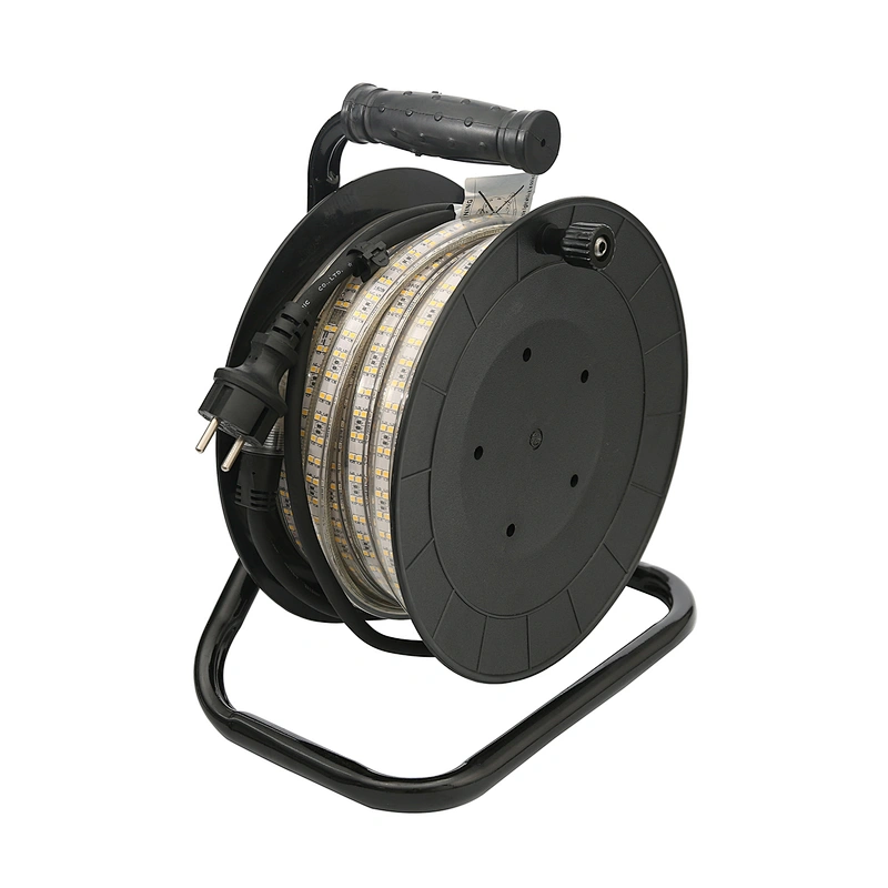 15M Led Portable Winding Spool Exterior Strip Light Work Light Strip Temporary Construction Lights Drum For Outdoor Lighting