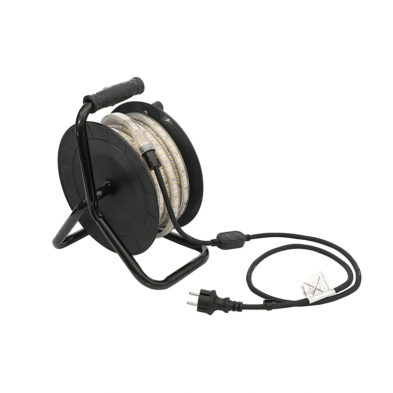 15M Led Portable Winding Spool Exterior Strip Light Work Light Strip Temporary Construction Lights Drum For Outdoor Lighting