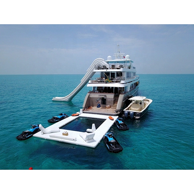 Barry Factory Price Double Layer DWF Drop Stitch Inflatable Ocean Pool With Netting Enclosure For Protect Swimming