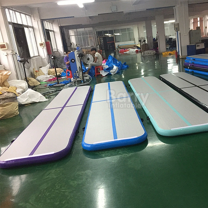 Small Home Use Gymnastic Training Inflatable Jumping Mat Mint Green 5m Air Floor Track For Gym