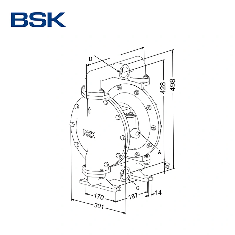 Wholesale corrosion resistance 1.5 inch 0.83Mpa high pressure air driven diaphragm water pump