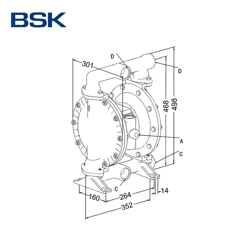 Industrial aluminum alloy high flow air driven fluid pumps chemical resistant diaphragm pump