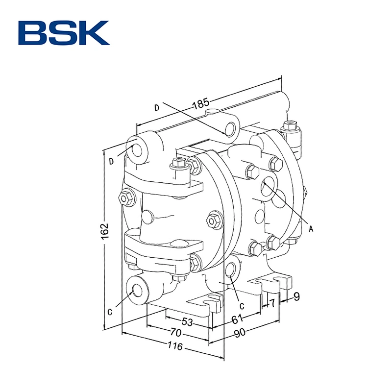 Wholesale small flow quarter inch fluid inlet and outlet pipe pneumatic air powered diaphragm pump