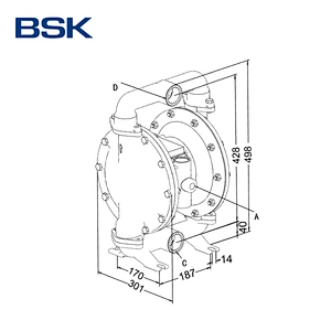 BSK brand SS air operated Diaphragm high pressure air vacuum pump