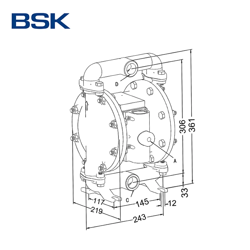 Custom double diaphragm transfer pneumatic pump pumping animal blood for refining