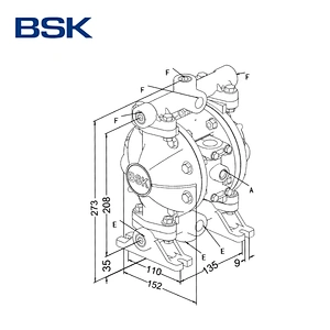 NPT connection polypropylene 45.3L/Min flow rate pneumatic diaphragm pump for various fluid