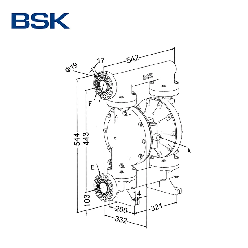 BSK 2 inch PP pump chemical liquid available santoprene diaphragm AODD pump air pump