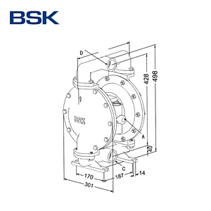 Carbon steel housing material air pneumatic double diaphragm chemical process pump