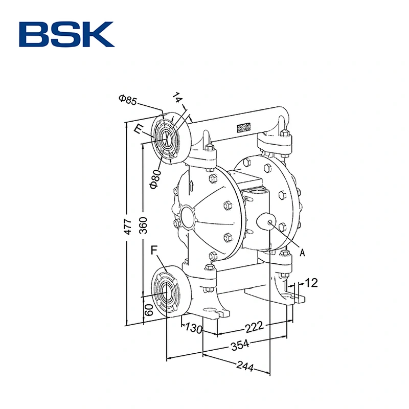 BSK 1 inch PP pipe chemical and acid liquid resistance air driven pneumatic diaphragm pump